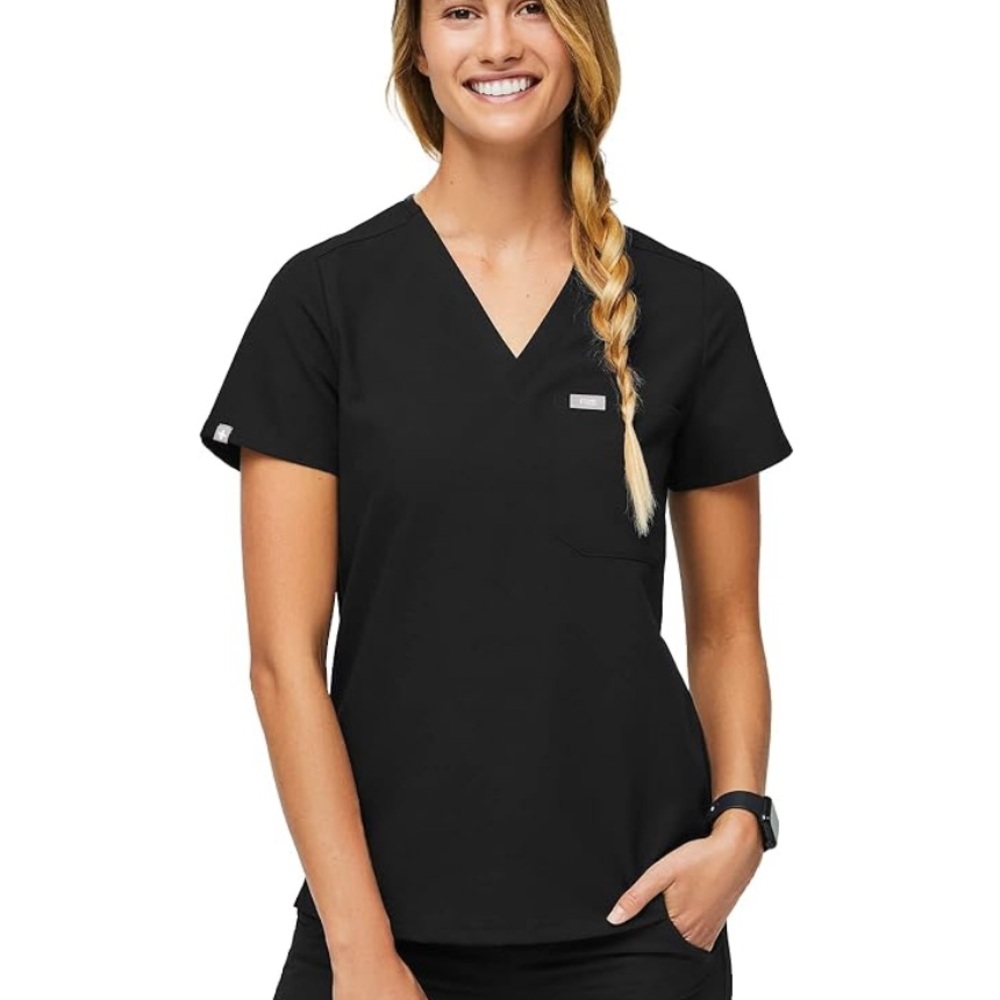 Figs Women's Classic Black Scrub Top